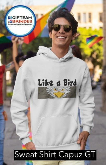 SWEAT CAPUZ HOMEM LIKE A BIRD GTBC236