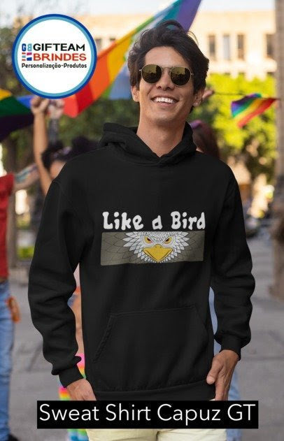 SWEAT CAPUZ HOMEM LIKE A BIRD GTBC236