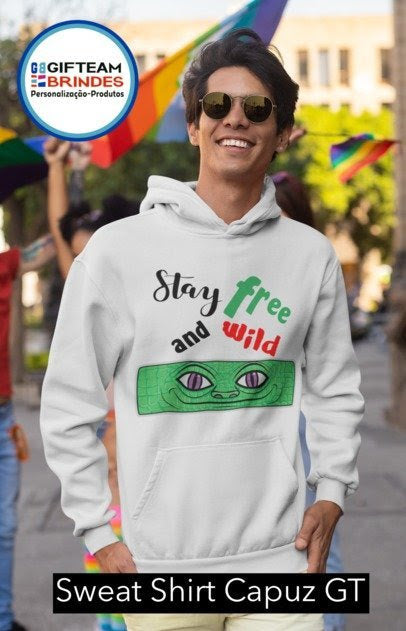 SWEAT CAPUZ HOMEM STAY FREE AND WILD GTBC236
